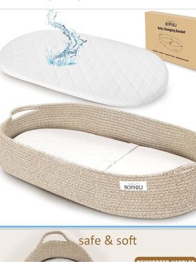 Baby Changing Moses Basket -Taupe